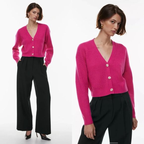 Aritzia Babaton Luxe Cashmere Canberra Cardigan in Granita Pink Size Small - Picture 1 of 14